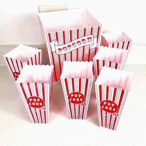 Reusable popcorn set. 1 large bucket and 6 individual serving containers